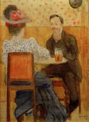 Couple à la table de bière